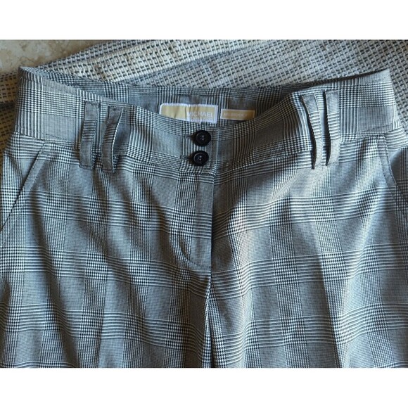 Michael Kors 4 Black & White Plaid Straight Fit Wide Leg Dress Pants Classic - Picture 2 of 9
